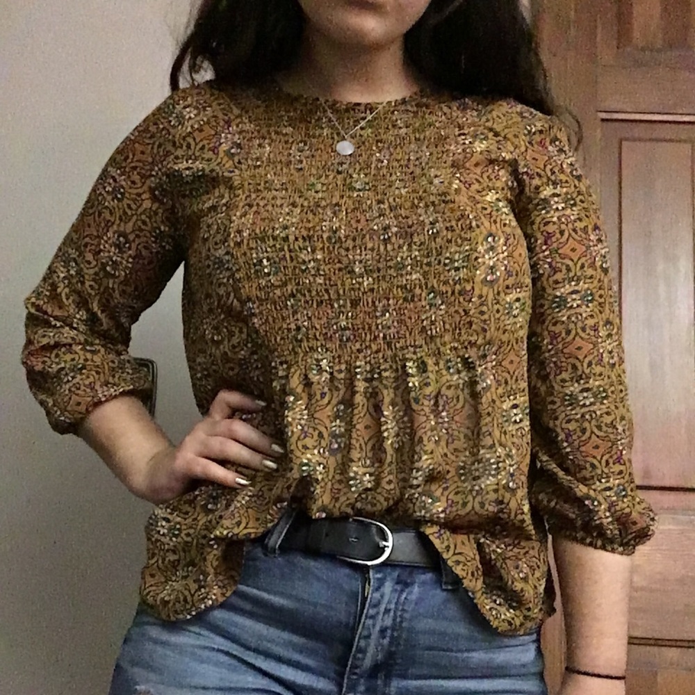 Boho Yellow Mossimo Peasant Top